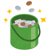 Illustration of a donation bucket.